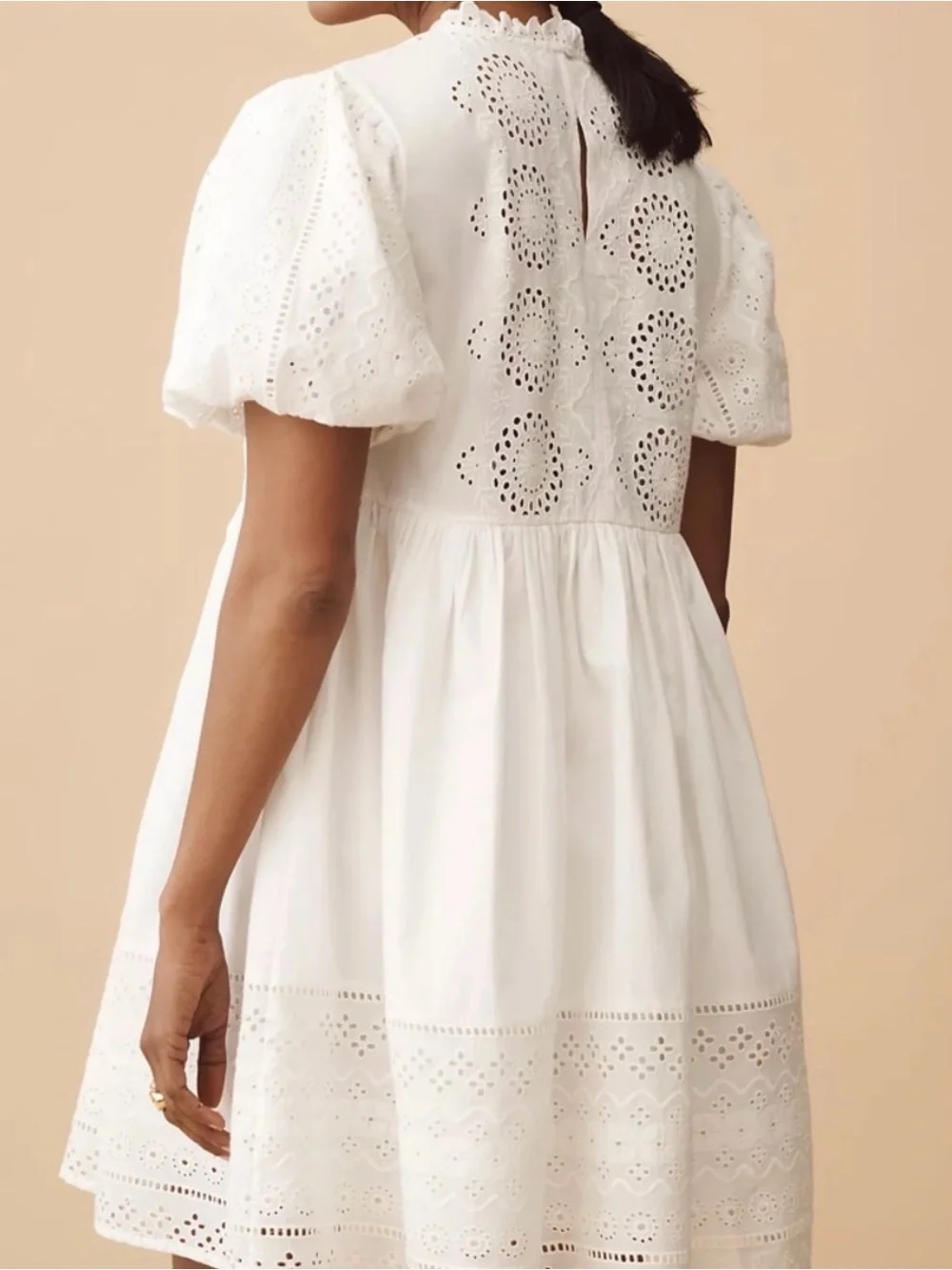 Anthropologie Forever That Girl Puff Sleeve Lace Babydoll Mini Dress M - Picture 3 of 9